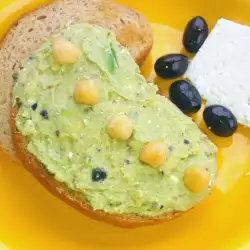 Chickpea Spread with Avocado, White Cheese and Olives