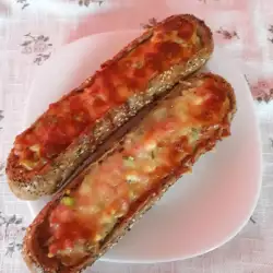 Stuffed Wholemeal Baguettes with Peppers, Cheese and Sausage