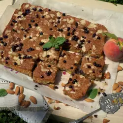 Bakewell Cake with Peaches and Blueberries