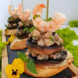 Bruschetta with Stuffed Mushrooms and Shrimp