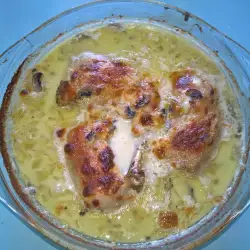 Chicken Drumsticks with Mushrooms and Processed Cheese
