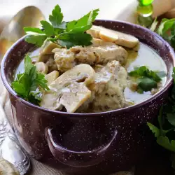 Pork with Pickles, Mushrooms and Cream