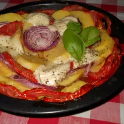 Vegetarian Dish with Tomatoes, Potatoes and Mozzarella