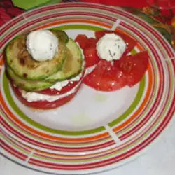 Tomato with Feta Cheese Mousse and Grilled Zucchini