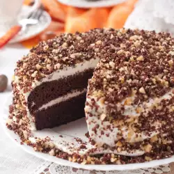 Homemade Cake with Nuts and Cream