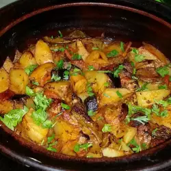 Meat with Potatoes and Vegetables in a Clay Pot