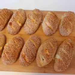 Bread Buns with Cheese and Sesame Seeds (Simit Pogaca)