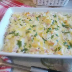 Potato Casserole with Bacon and Processed Cheese