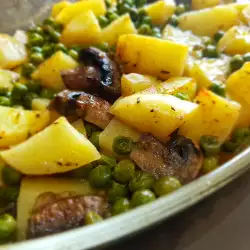 Oven-Baked Potatoes, Mushrooms and Peas