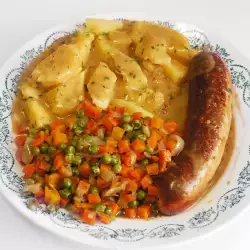 Baked Sausages with Potatoes and Cream