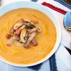 Chickpea, Bacon and Mushrooms Cream Soup
