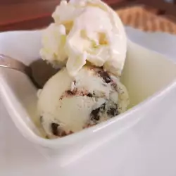 Lemon Ice Cream with Pieces of Chocolate