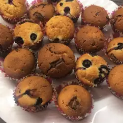 Blueberry Muffins with Pieces of Chocolate