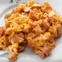 Scrambled Eggs with Sausage and Feta Cheese