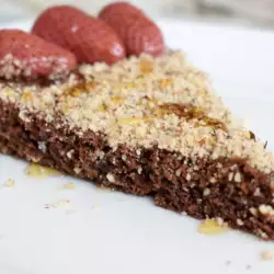 Cocoa Cake with Walnuts, Honey and Strawberries