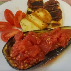 Eggplant with Tomatoes and Halloumi