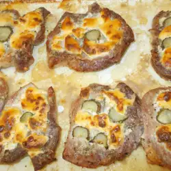 Pork Steaks with Processed Cheese, Pickles and Beer