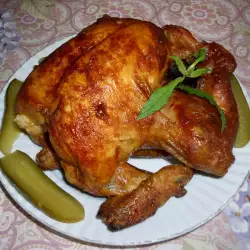 Unique Baked Chicken in a Stainless Steel Barrel