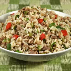 Rice with Minced Meat in a Pan