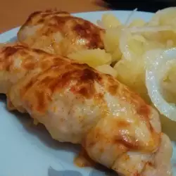 Chicken Rolls with Pickles and Cheese