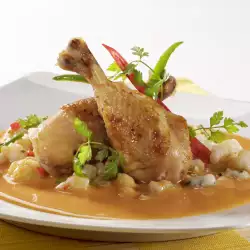 Roasted Chicken Drumsticks with Vegetable Sauce