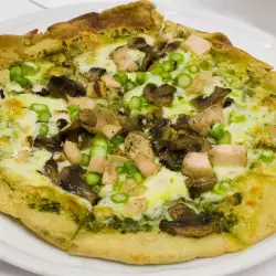 Pizza with Mushrooms and Pesto