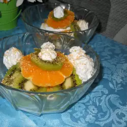 Fruit Salad with Kiwi and Whipped Cream