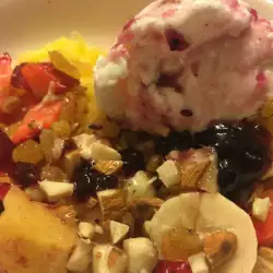 Tasty Fruit Salad with Ice Cream