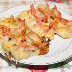 Baked Potatoes with Sour Cream and Ham