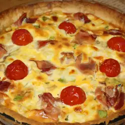 Spring Quiche with Zucchini, Ham and Cherry Tomatoes