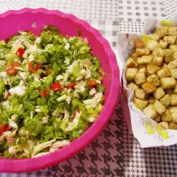 Salad with Vinaigrette and Crunchy Croutons