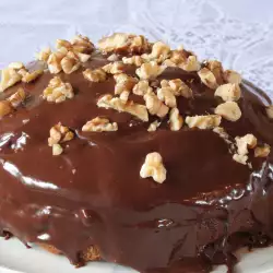 Russian Retro Cake with Cream and a Chocolate Glaze