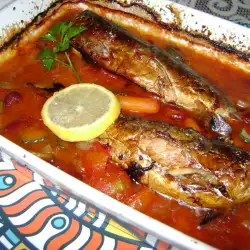 Mackerel in Tomato Sauce with Beans and Pickles