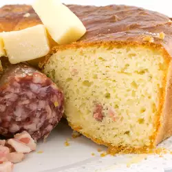 Salty Cake with Cheese and Sausage