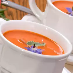 Tomato Soup with Feta Cheese and Onions