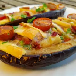 Roasted Eggplants with Chicken, Cherry Tomatoes and Brie