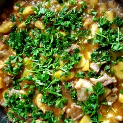 Oven-Baked Pork with Potatoes and Processed Cheese