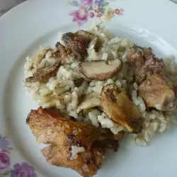 Pork with Mushrooms and Rice in the Oven