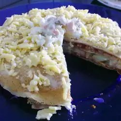 Pancake Cake with Russian Salad