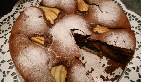Almond Chocolate Cake with Pears
