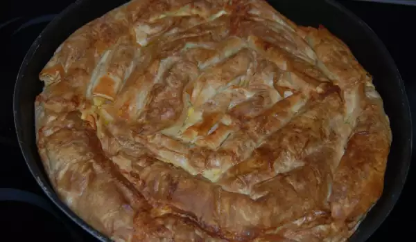 Pie with Phyllo Pastry Baked in a Clay Dish
