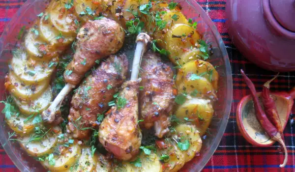Chicken Legs with Aromatic New Potatoes