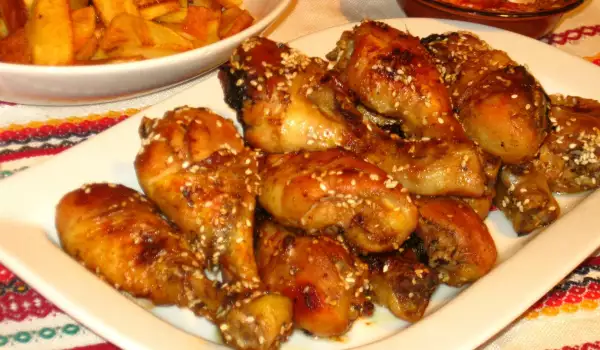 Honey-Soy Chicken Legs with Sesame