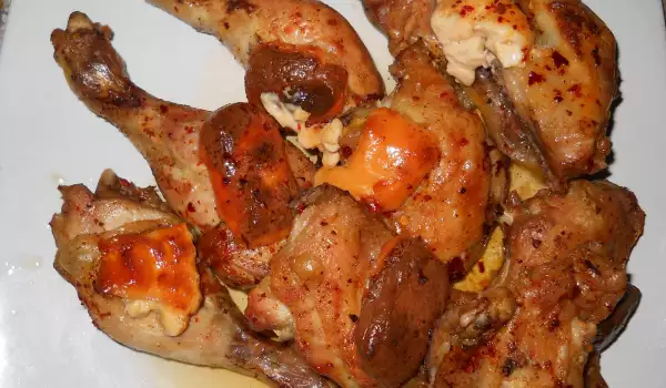 Baked Chicken Legs with White Wine and Processed Cheese