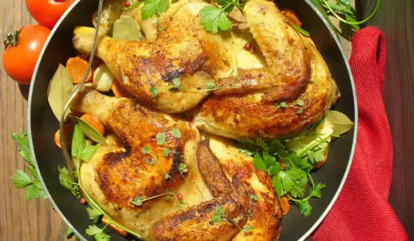 Roasted Chicken with Eggs