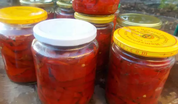Red Peppers in Jars for the Winter