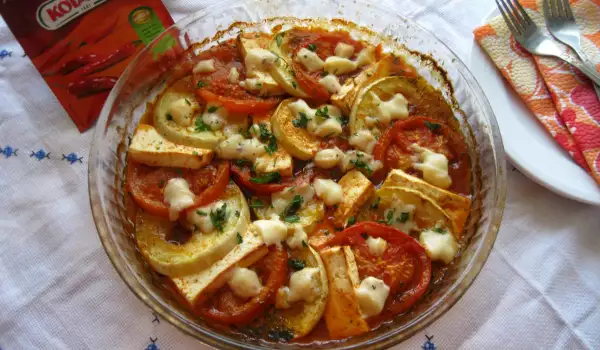 Baked Tomatoes and Zucchini with Cheeses