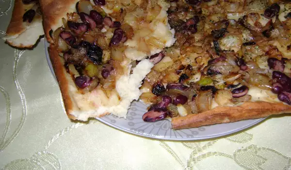 Focaccia with Caramelized Onions and Beans