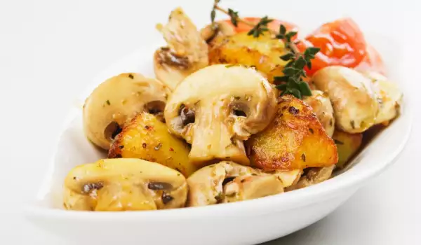 Oven Baked Mushrooms with Potatoes