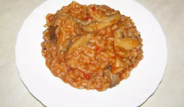 Mushrooms with Rice and Tomatoes